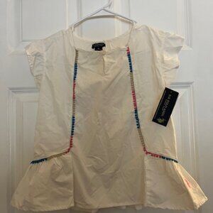 U.S. Polo Girls white with colored trim cotton sleeveless shirt. New with tags